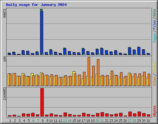 Daily usage for January 2024